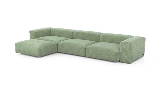 Preset four module chaise sofa - cord velours - duck egg - 377cm x 199cm