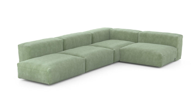 Preset four module corner sofa - cord velours - duck egg - 220cm x 346cm