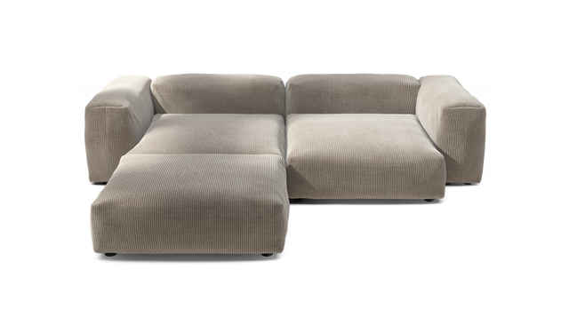 vetsak | Sofa Set 03 - Cord Velour - Platinum | Modular Sofa | 3.5 Seater | Big Sofa | Corner Sofa
