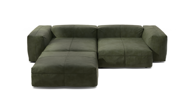 vetsak | Sofa Set 03 - Leather - Olive | Modular Sofa | 3.5 Seater | Big Sofa | Corner Sofa