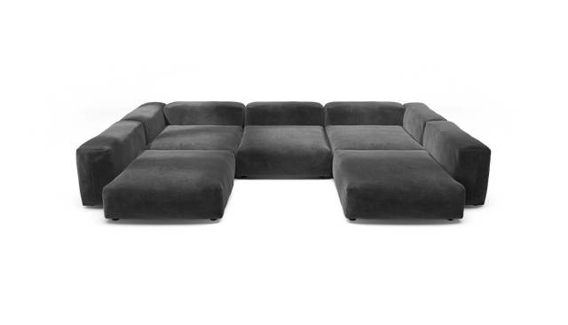 vetsak | Sofa Set 06 - Cord Velour - Dark Grey | Modular Sofa | 6.5 Seater | Big Sofa | U-Shape | Corner Sofa