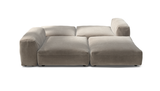 vetsak | Sofa Set 08 - Daybed - Cord Velour - Platinum | Modular Sofa | 6 Seater | Outdoor Island | Double lounger