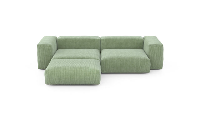 Preset three module chaise sofa - cord velours - duck egg - 272cm x 220cm