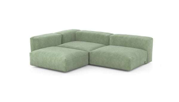 Preset three module corner sofa - cord velours - duck egg - 220cm x 220cm
