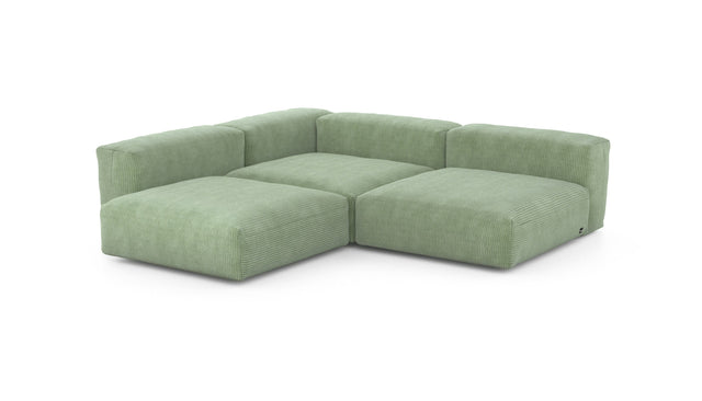 Preset three module corner sofa - cord velours - duck egg - 241cm x 241cm