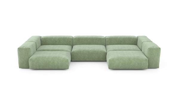 Preset u-shape sofa - cord velours - duck egg - 377cm x 199cm