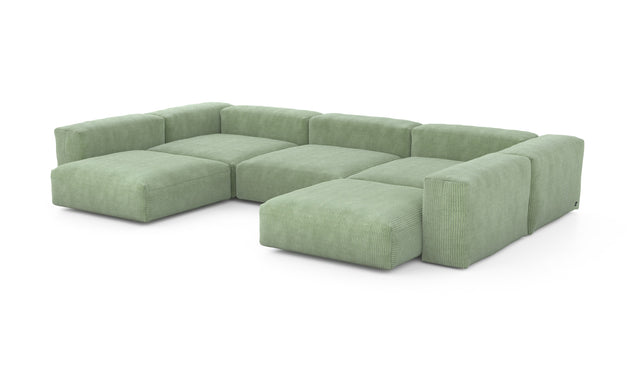 Preset u-shape sofa - cord velours - duck egg - 377cm x 241cm