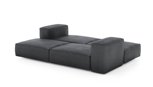 double lounger - leather - dark grey - 241cm x 168cm