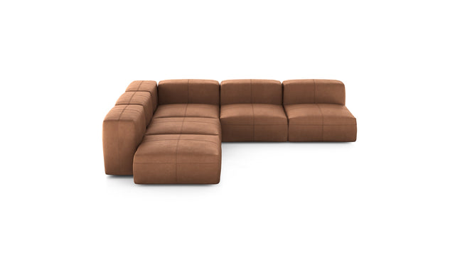 Preset five module corner sofa - leather - brown - 283cm x 283cm