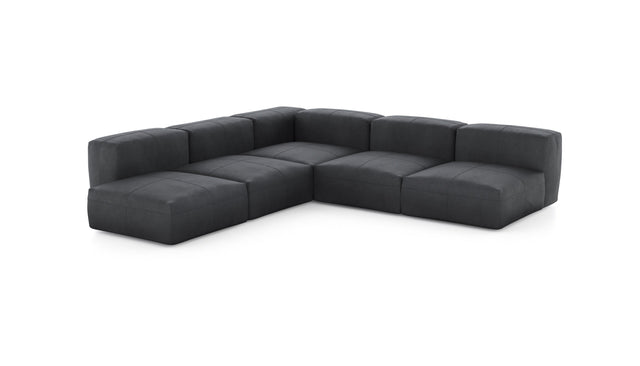 Preset five module corner sofa - leather - dark grey - 283cm x 283cm