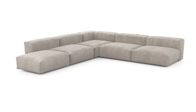 Preset five module corner sofa - cord velours - platinum - 325cm x 325cm