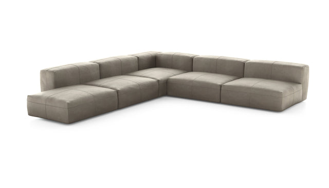 Preset five module corner sofa - leather - beige - 325cm x 325cm