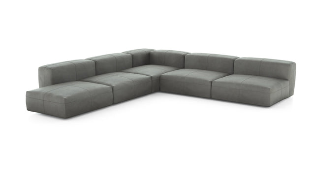 Preset five module corner sofa - leather - light grey - 325cm x 325cm