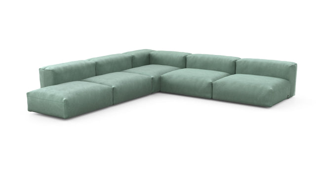 Preset five module corner sofa - velvet - mint - 325cm x 325cm