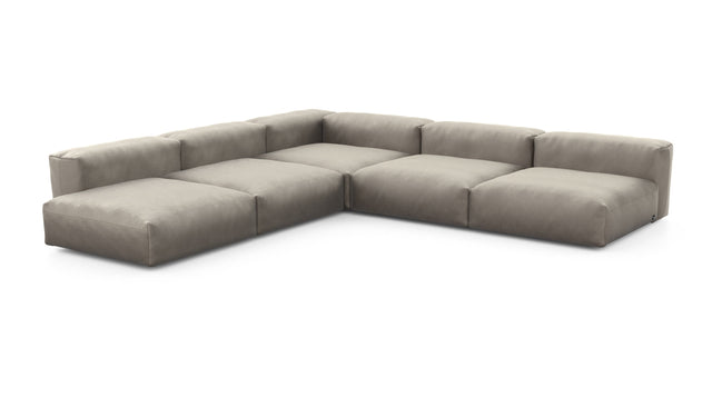 Preset five module corner sofa - velvet - stone - 346cm x 346cm