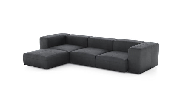 Preset four module chaise sofa - leather - dark grey - 314cm x 199cm