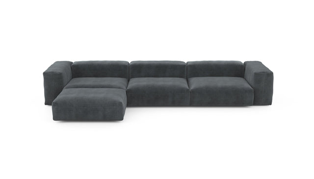 four module chaise sofa - cord velour - dark grey - 377cm x 199cm