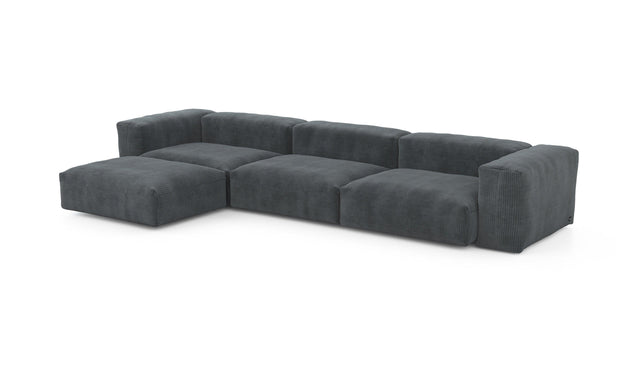 four module chaise sofa - cord velour - dark grey - 377cm x 199cm