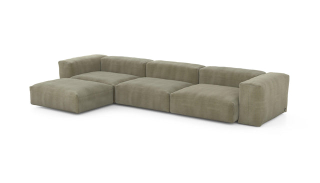 Preset four module chaise sofa - cord velours - khaki - 377cm x 199cm