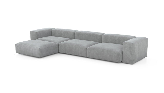 Preset four module chaise sofa - cord velours - light grey - 377cm x 199cm