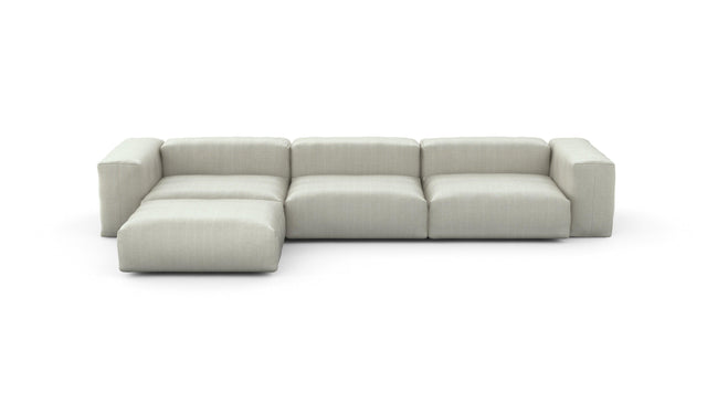 Preset four module chaise sofa - herringbone - stone - 377cm x 199cm