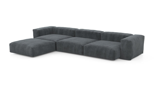 four module chaise sofa - cord velour - dark grey - 377cm x 241cm