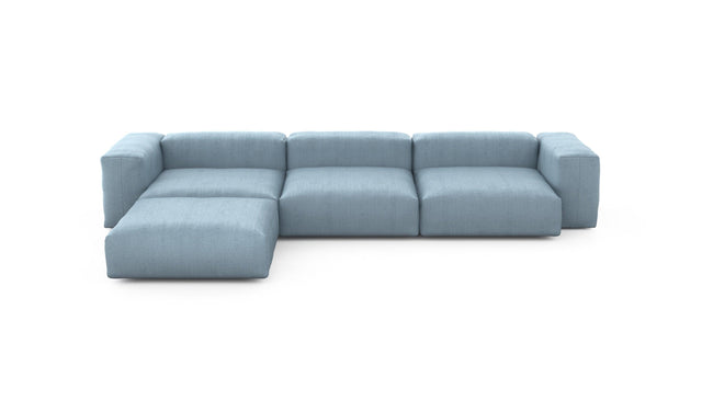 Preset four module chaise sofa - herringbone - light blue - 377cm x 241cm