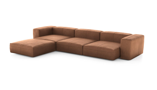 Preset four module chaise sofa - leather - brown - 377cm x 241cm