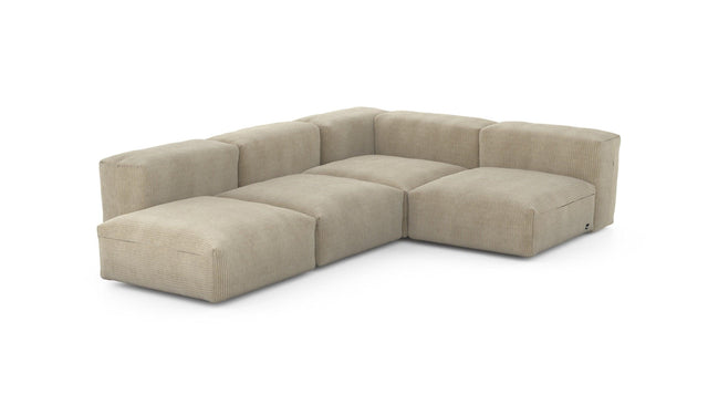 Preset four module corner sofa - cord velours - sand - 199cm x 283cm