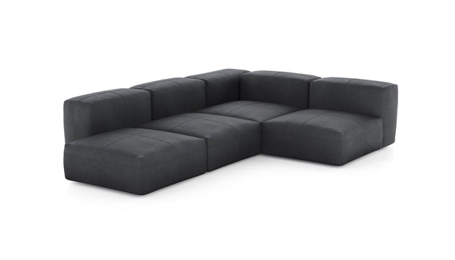 Preset four module corner sofa - leather - dark grey - 199cm x 283cm