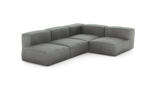 Preset four module corner sofa - leather - light grey - 199cm x 283cm