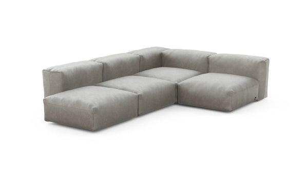 Preset four module corner sofa - velvet - light grey - 199cm x 283cm