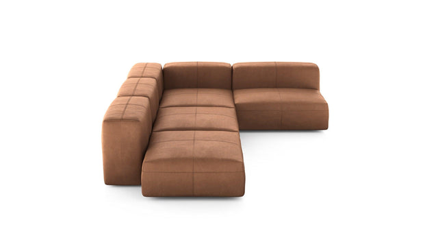 Preset four module corner sofa - leather - brown - 220cm x 346cm