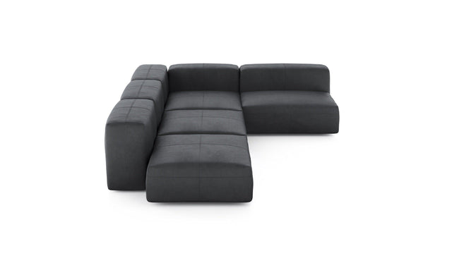 Preset four module corner sofa - leather - dark grey - 220cm x 346cm