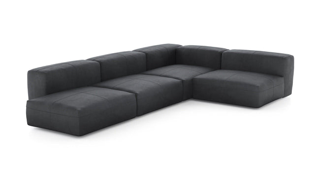 Preset four module corner sofa - leather - dark grey - 220cm x 346cm