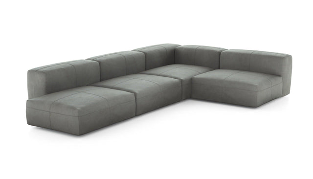 Preset four module corner sofa - leather - light grey - 220cm x 346cm