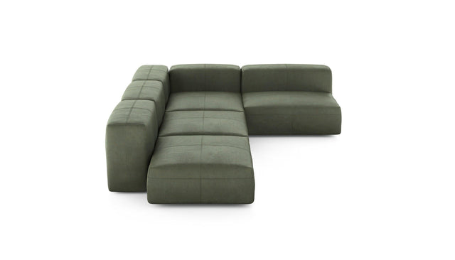 Preset four module corner sofa - leather - olive - 220cm x 346cm