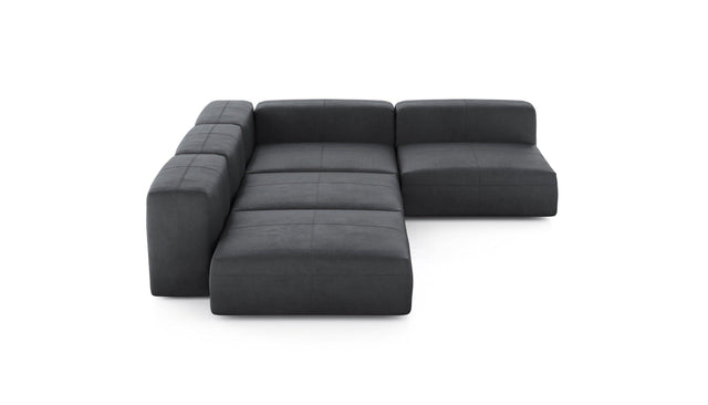 Preset four module corner sofa - leather - dark grey - 241cm x 346cm