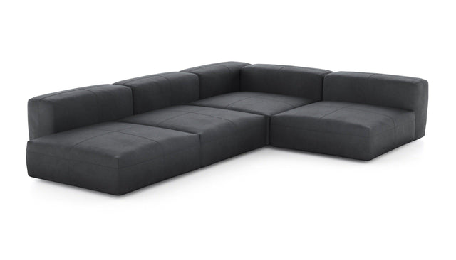 Preset four module corner sofa - leather - dark grey - 241cm x 346cm