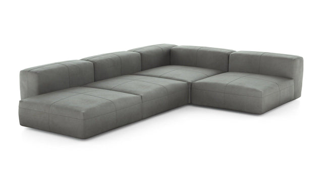 Preset four module corner sofa - leather - light grey - 241cm x 346cm