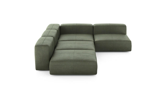 Preset four module corner sofa - leather - olive - 241cm x 346cm