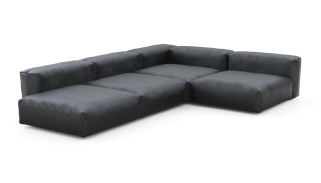 Preset four module corner sofa - velvet - dark grey - 241cm x 346cm