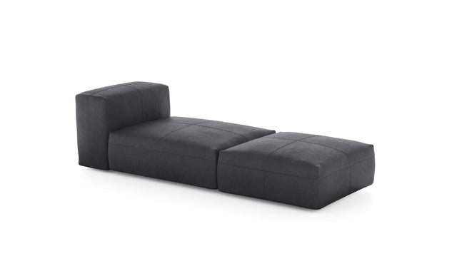 Preset lounger - leather - dark grey - 220cm x 84cm