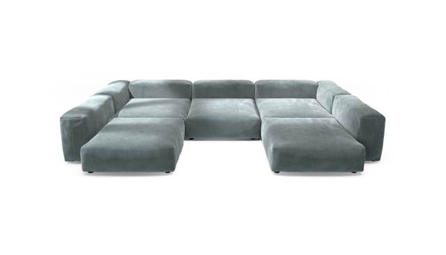 vetsak | Sofa Set 06 - Cord Velour - Mint | Modular Sofa | 6.5 Seater | Big Sofa | U-Shape | Corner Sofa