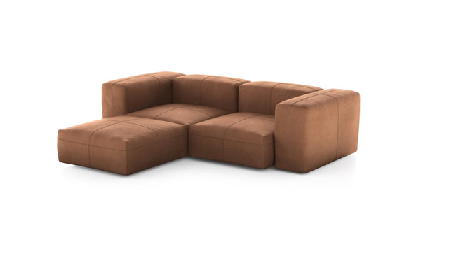 Preset three module chaise sofa - leather - brown - 230cm x 199cm