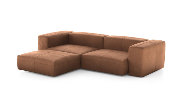 Preset three module chaise sofa - leather - brown - 272cm x 199cm