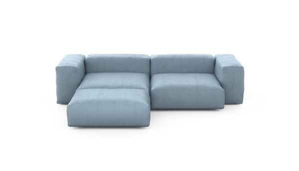 Preset three module chaise sofa - herringbone - light blue - 272cm x 220cm