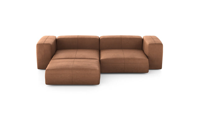 Preset three module chaise sofa - leather - brown - 272cm x 220cm