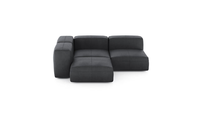 Preset three module corner sofa - leather - dark grey - 199cm x 199cm