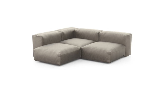 Preset three module corner sofa - velvet - stone - 199cm x 199cm